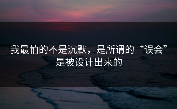 我最怕的不是沉默,是所谓的“误会”是被设计出来的 我最怕的不是沉默,是所谓的“误会”是被设计出来的