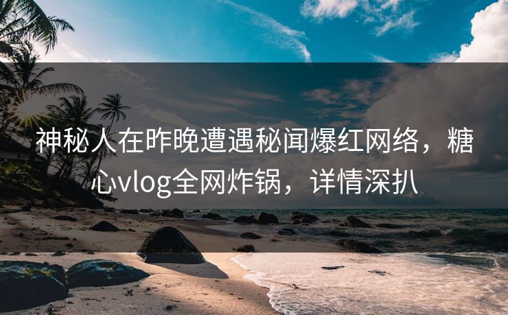 神秘人在昨晚遭遇秘闻爆红网络，糖心vlog全网炸锅，详情深扒